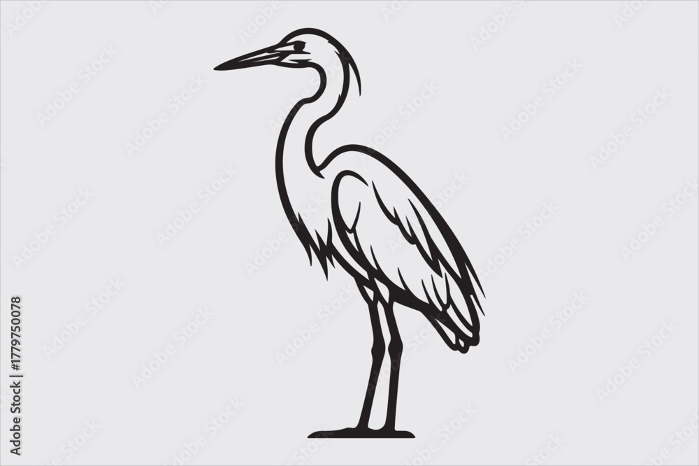 Fototapeta premium Heron bird line art vector design