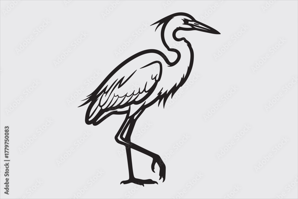 Fototapeta premium Heron bird line art vector design
