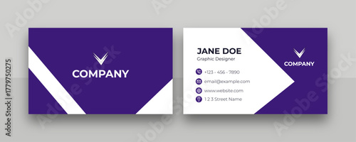 Simple Modern Corporate Card Design. Purple Clean Layout Visiting Card. Modern Business Card Template