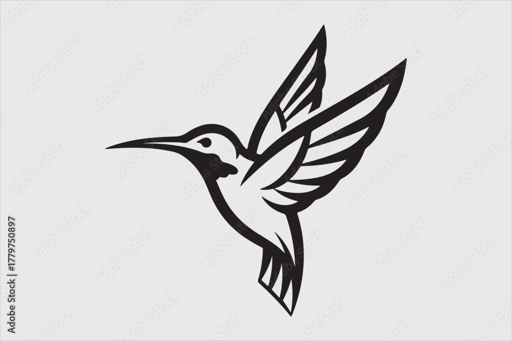 Obraz premium herming bird line art vector design