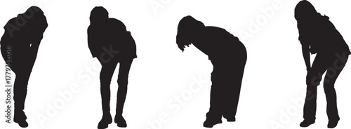 vector,silhouette of a group of women knee pain