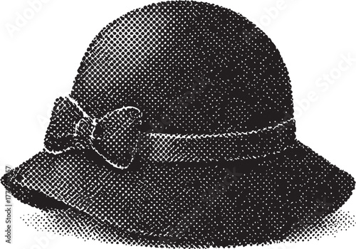 Halftone Vintage Hat Illustration