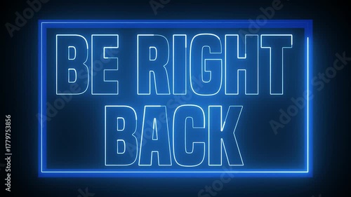 Be Right Back Futuristic Blue Neon HUD Overlay Frame Animation Video Template Twitch Stream