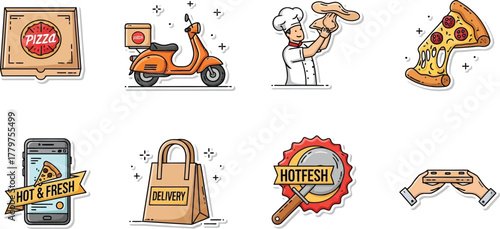 Colorful Food Delivery Graphics for Apps