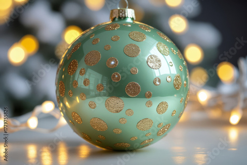 Luxury Pistachio Christmas Ball. Elegant Holiday Decor. Modern Minimalist Ornament. Festive Green Style.