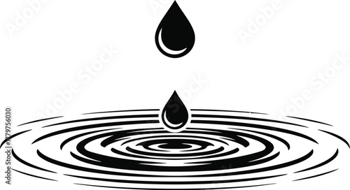 Droplet silhouette vector falling into liquid