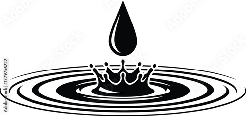 Droplet silhouette vector falling into liquid