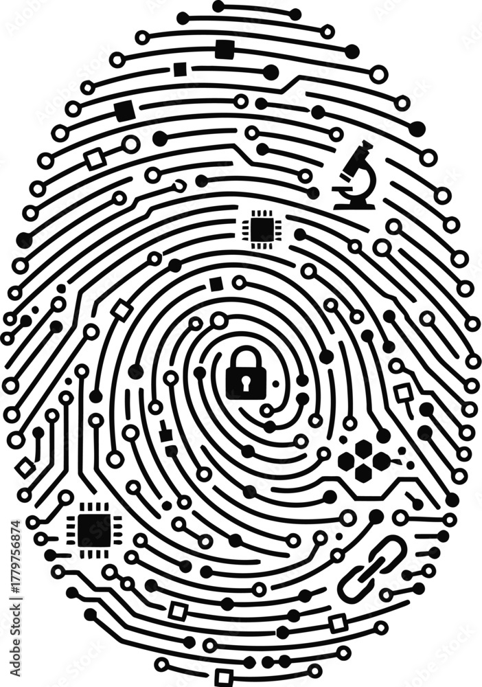 Fototapeta premium Fingerprint silhouette vector representing identity