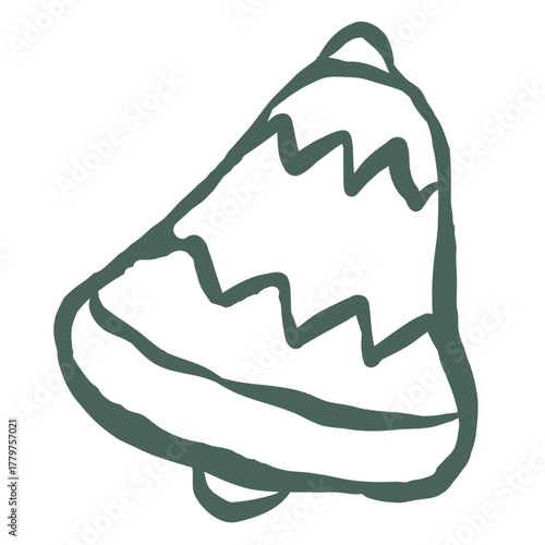 Christmas Bell Cookie. Line Art Illustration.