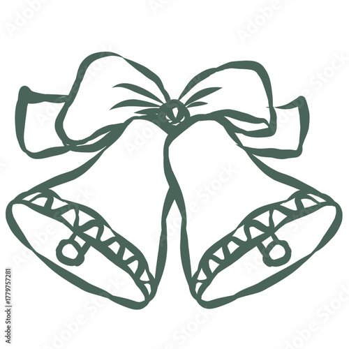 Bells on the white Background. Line Art Illustration.