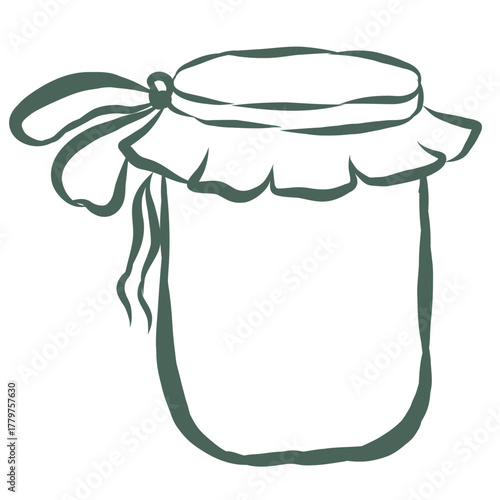 Jar with Jam. Line Art Illustration.