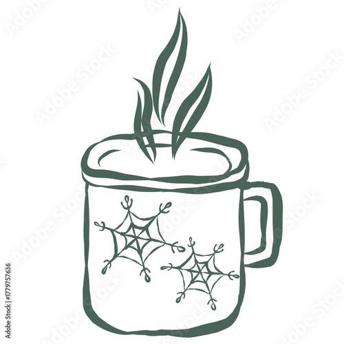 Hot Chocolate Drink. Line Art Illustration.