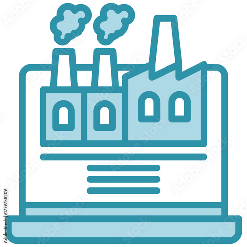 Digital Factory Icon, Mini Illustration Relate To Industry 4-0, Modern Industry. Use For Modern Concept, Ui, Ux Web And App Development.