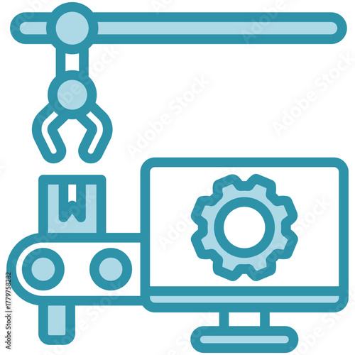 Monitoring Icon, Mini Illustration Relate To Industry 4-0, Modern Industry. Use For Modern Concept, Ui, Ux Web And App Development.