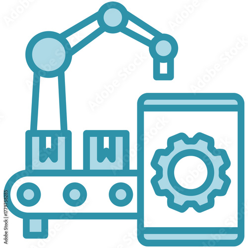 Mobile Control Icon, Mini Illustration Relate To Industry 4-0, Modern Industry. Use For Modern Concept, Ui, Ux Web And App Development.