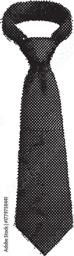Halftone Necktie Illustration Black and White