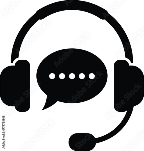 Customer service icon with headset and speech bubble