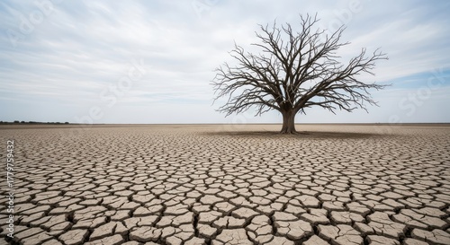 Dry Barren Tree in Desert isolated on white background PNG