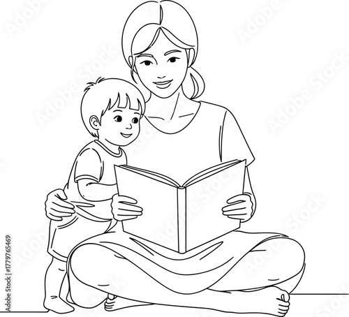 Mother and child enjoying a story together a heartwarming illustration of bonding and learning