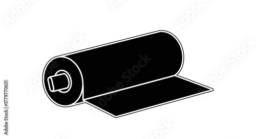 Simple black and white icon of a material roll.