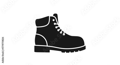 Simple black work boot icon isolated on a white background.