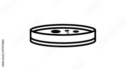 Petri Dish with Bacterial Colonies Line Art.