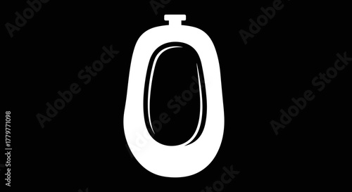 White urinal silhouette icon on a black background.