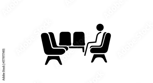 Person sitting in a waiting room chair simple black icon.
