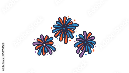 Vibrant abstract bursts of colorful fireworks illuminating the night sky with a festive and celebratory explosion of light