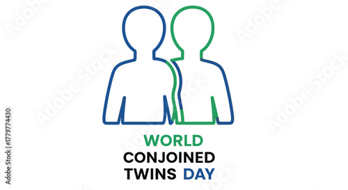 World conjoined twins day illustration featuring two outlined human figures