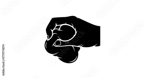 Black and white vector illustration of a clenched fist.