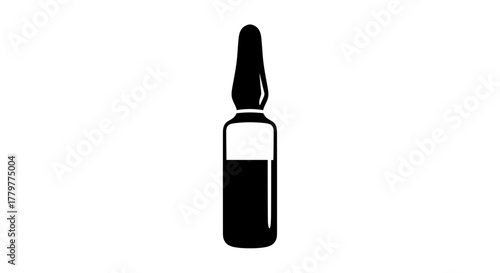 Black Ampoule Icon Vector Illustration.