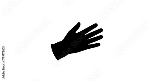 Black glove silhouette isolated on white background simple design.