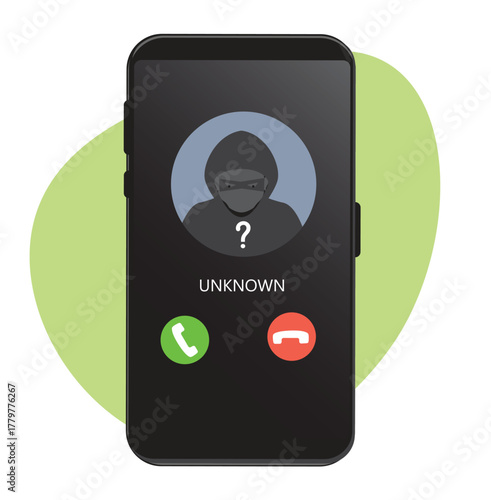 Smartphone call from unknown or stranger number. Scam, Prank, Fraud, and phishing on a mobile phone
