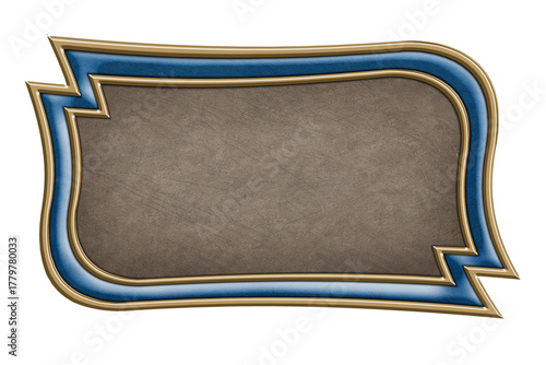 vintage leather sign in a figured metal frame isolated on a white background