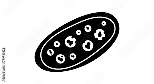 Black and White Illustration of a Bacteria Cell.