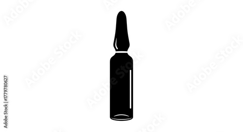 Medical glass ampoule black silhouette icon isolated on white background.