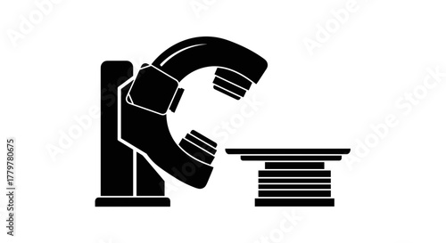 Medical Imaging Scanner Machine Black Silhouette Icon.