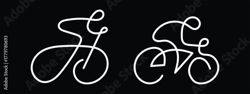 Dual bicycle silhouette, Modern black cycling art, Minimal twin bike line