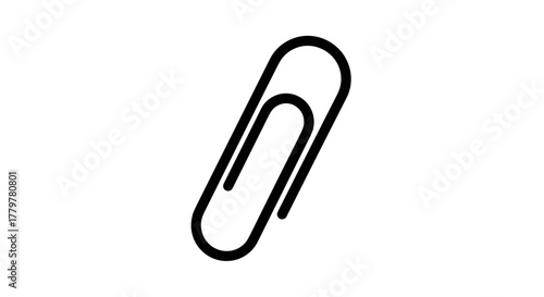 Simple Black Paperclip Icon Isolated on White Background.