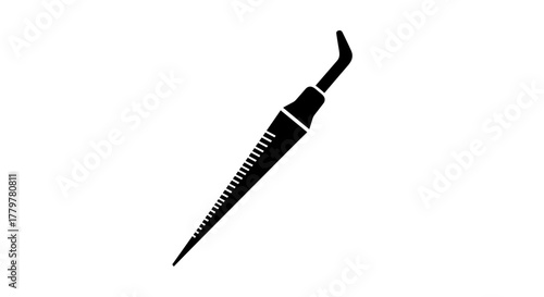 Dental Explorer Tool Silhouette for Oral Health Examination.