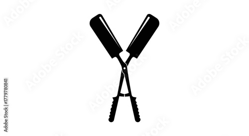 Black silhouette icon of two crossed cricket bats.