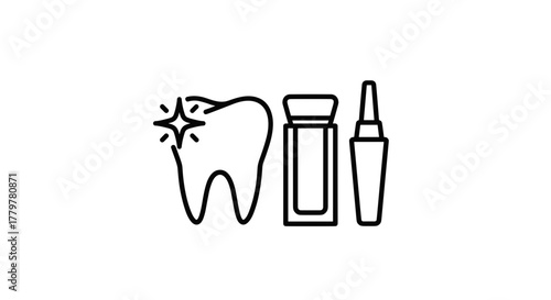 Cosmetic Dentistry and Oral Hygiene Simple Line Icon.