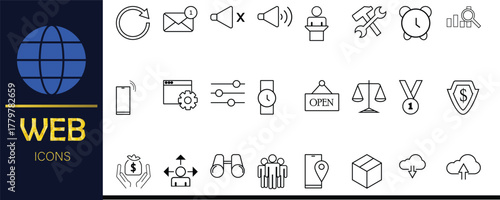 Website and App Icons Set – Modern Minimal Vector Symbols for UI UX Interface