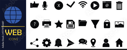 Internet and Web Icons Vector Set – UI UX Design Elements for Websites and Apps