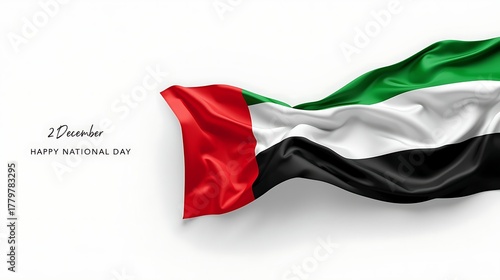 Waving united arab emirates flag against a clean white background