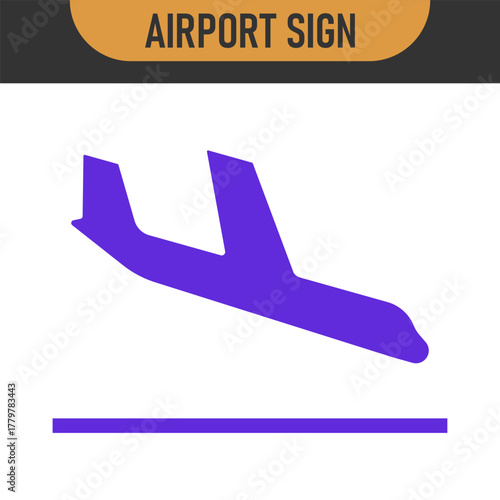 Arrivals and departure plane signs. Airport Sign. Simple icons, airplane landing and takeoff. Airport icons set: departures, arrivals. Vector illustration Aircraft or Airplane