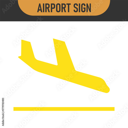 Arrivals and departure plane signs. Airport Sign. Simple icons, airplane landing and takeoff. Airport icons set: departures, arrivals. Vector illustration Aircraft or Airplane