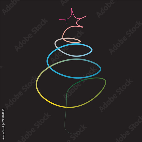 christmas tree abstract colour gradients line 3d pattern