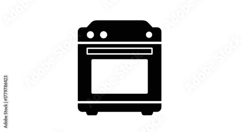 Simple black and white icon of a kitchen oven stove.